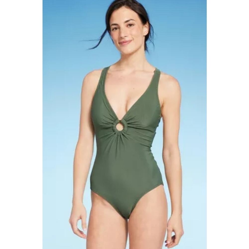 Ribbed Plunge Ring Detail One Piece Swimsuit Shade & Shore